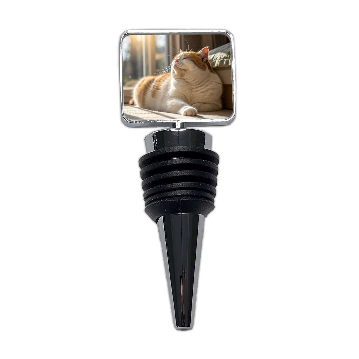 Chubby Cat Lying Down Photo Wine Bottle Stopper