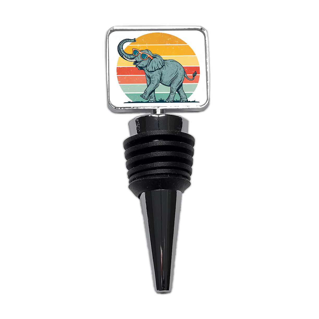 Cool Elephant Wearing Sunglasses Retro Illustration Wine Bottle Stopper