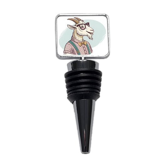 Cool Goat Wearing Glasses Retro Illustration Wine Bottle Stopper