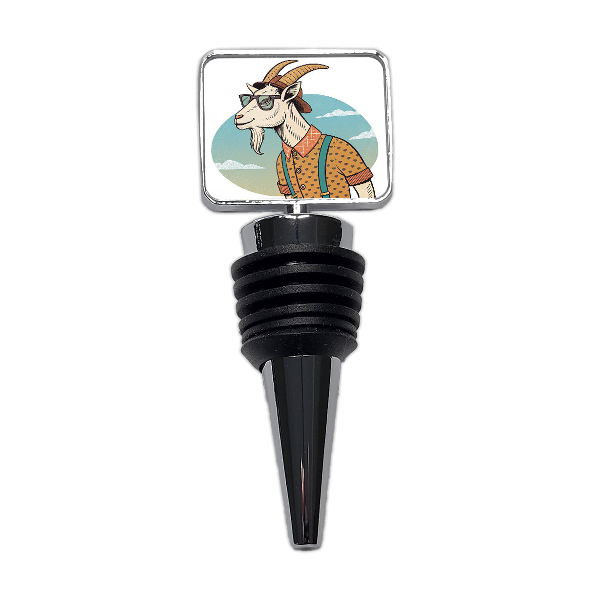 Cool Goat Wearing Sunglasses Retro Illustration Wine Bottle Stopper