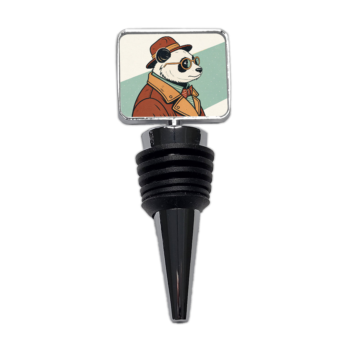 Cool Panda Wearing Glasses Retro Wine Bottle Stopper