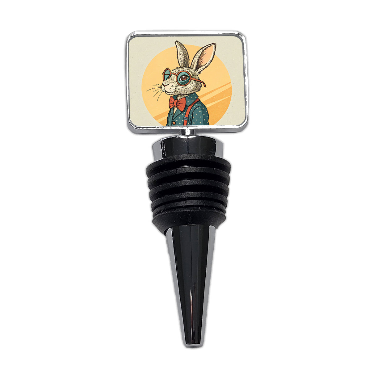 Cool Rabbit Wearing Glasses Retro Wine Bottle Stopper