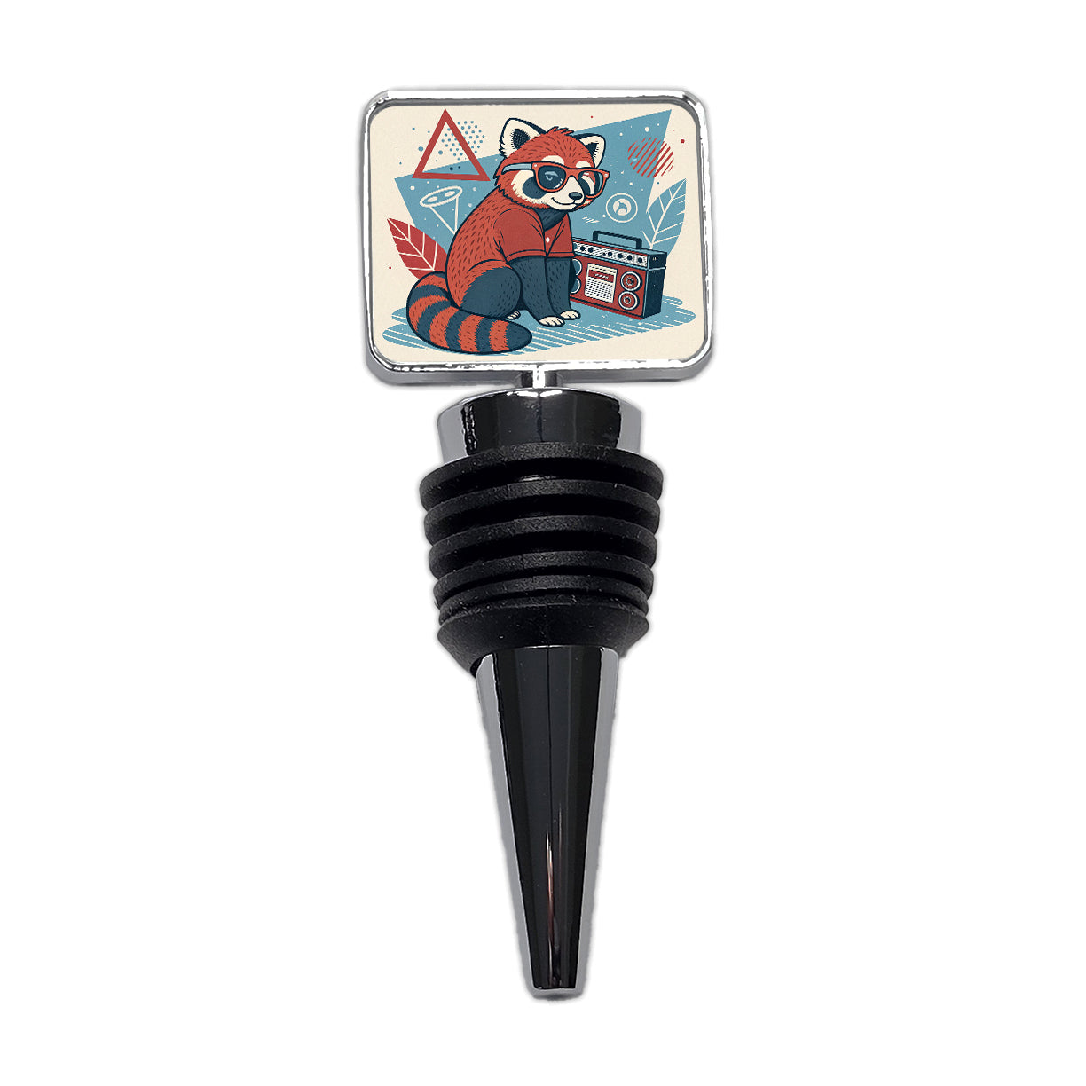 Cool Red Panda Wearing Glasses Retro Wine Bottle Stopper