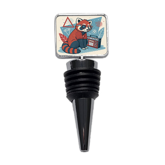 Cool Red Panda Wearing Glasses Retro Wine Bottle Stopper