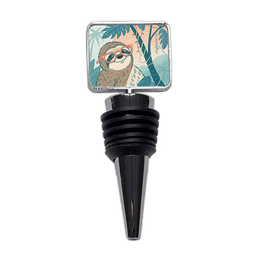 Cool Sloth Wearing Glasses Wine Bottle Stopper