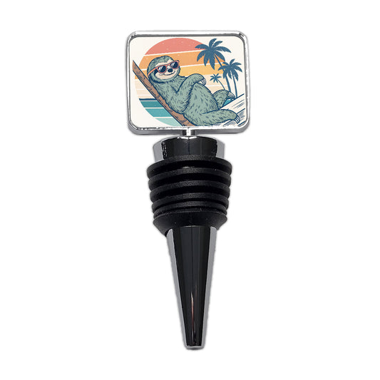 Cool Sloth Wearing Sunglasses Retro Illustration Wine Bottle Stopper