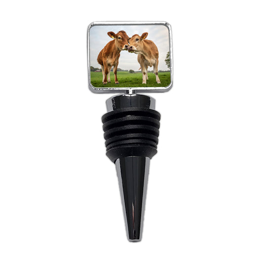 Cows Nuzzle Love Wine Bottle Stopper