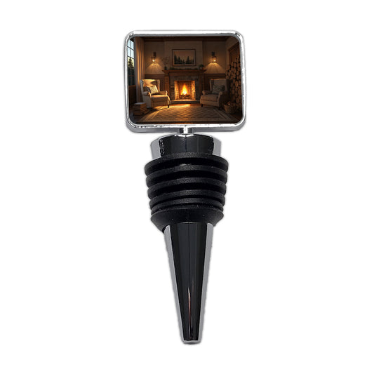 Cozy Fireplace Scene Wine Bottle Stopper