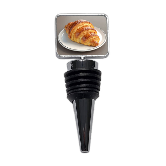 Croissant On Plate Wine Bottle Stopper