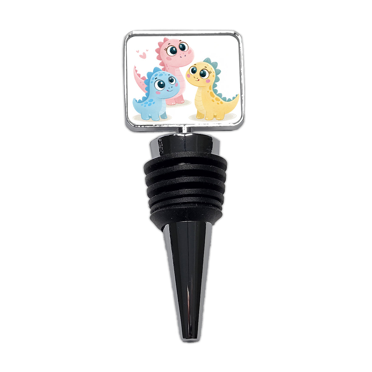 Cute Pastel Colored Cartoon Dinosaurs Big Eyes Wine Bottle Stopper