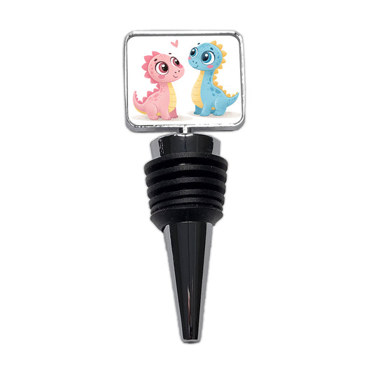 Cute Pastel Colored Cartoon Dinosaurs Wine Bottle Stopper