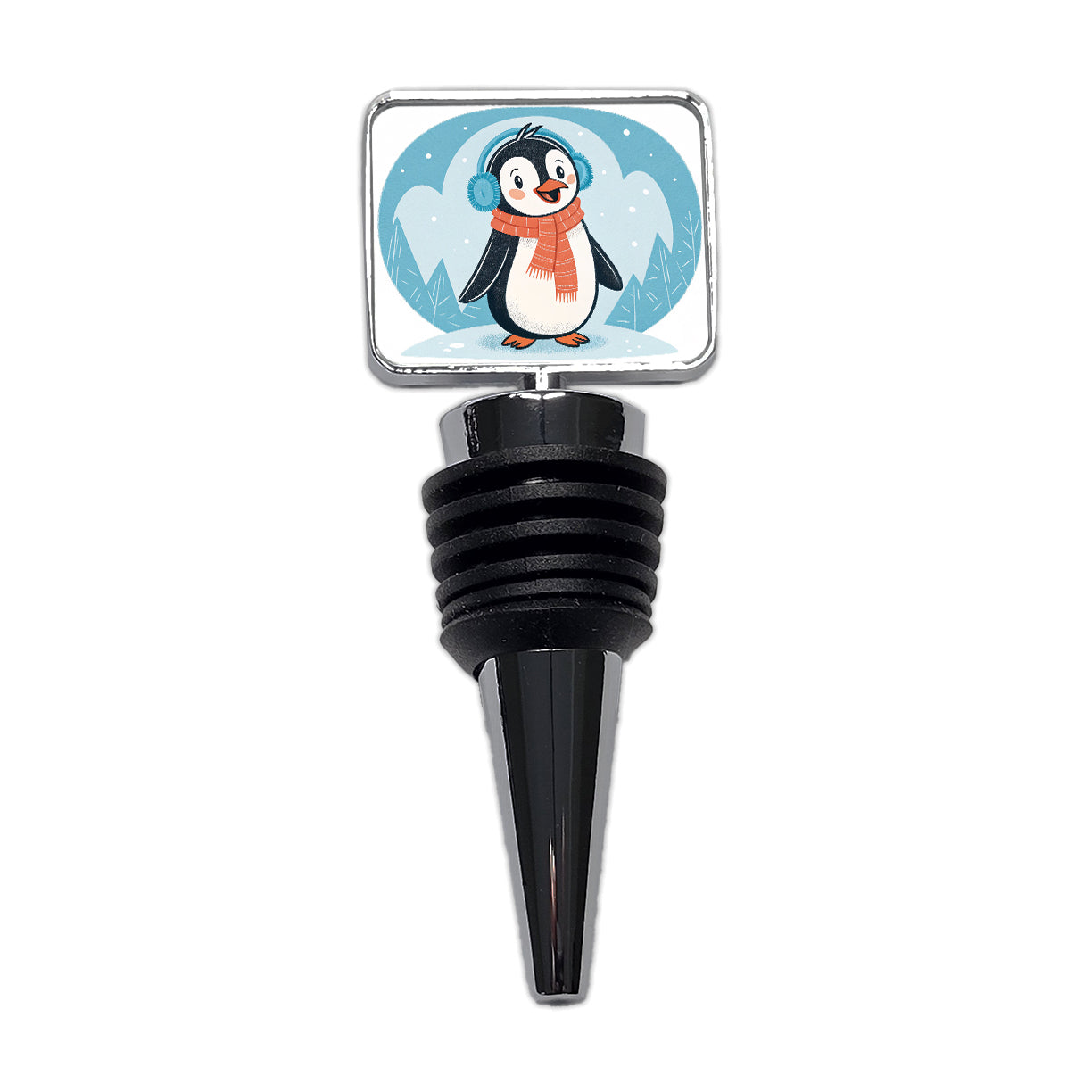 Cute Winter Penguin Scarf Wine Bottle Stopper