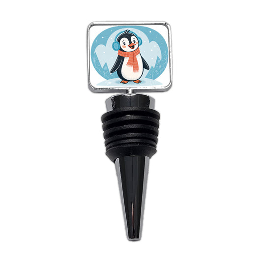 Cute Winter Penguin Scarf Wine Bottle Stopper