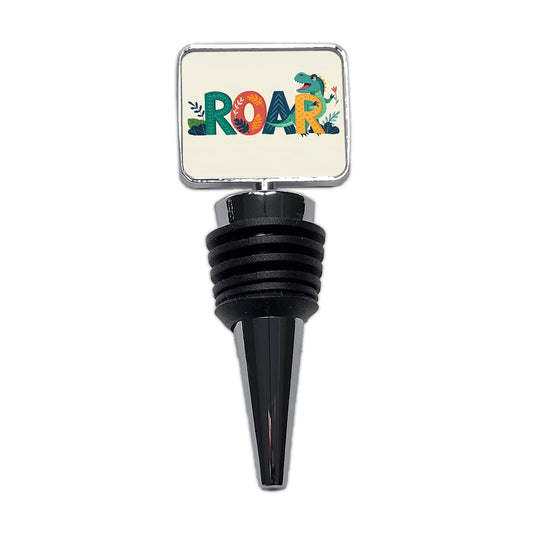 Dinosaur Roar Colorful Text Wine Bottle Stopper