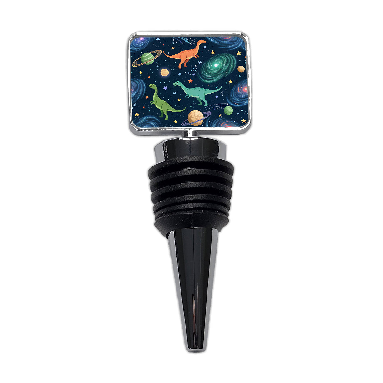 Dinosaurs Floating In Space Galaxy Wine Bottle Stopper