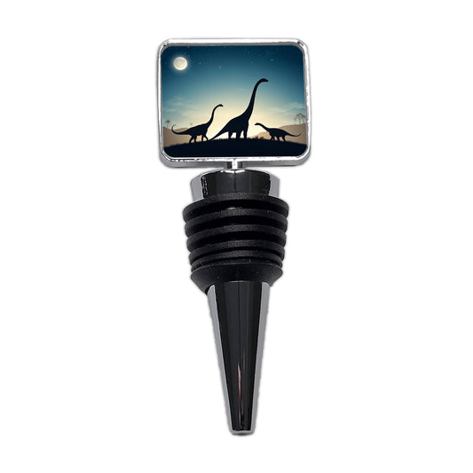 Diplodocus Silhouettes Night Dinosaurs Wine Bottle Stopper