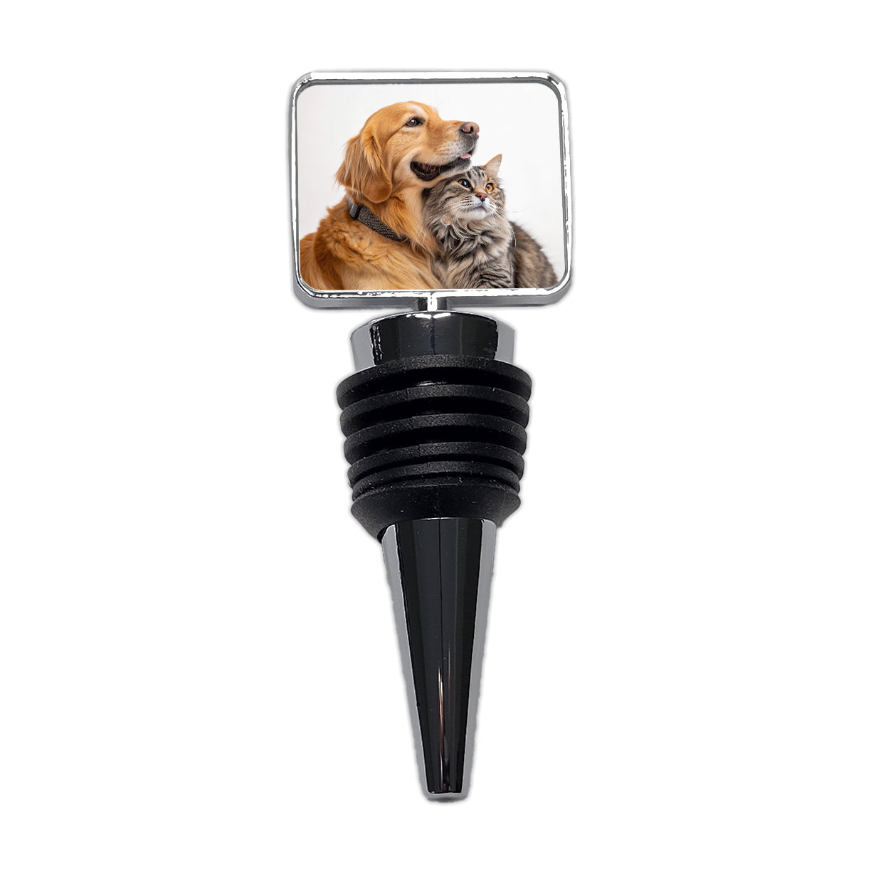 Dog Cat Hugging Love Wine Bottle Stopper