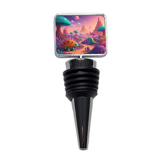 Fantasy Alien Planet Dinosaurs Wine Bottle Stopper