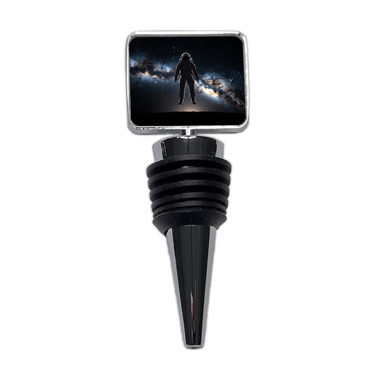 Floating Astronaut Silhouette In Space Wine Bottle Stopper