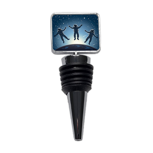 Floating Astronaut Silhouettes Space Wine Bottle Stopper