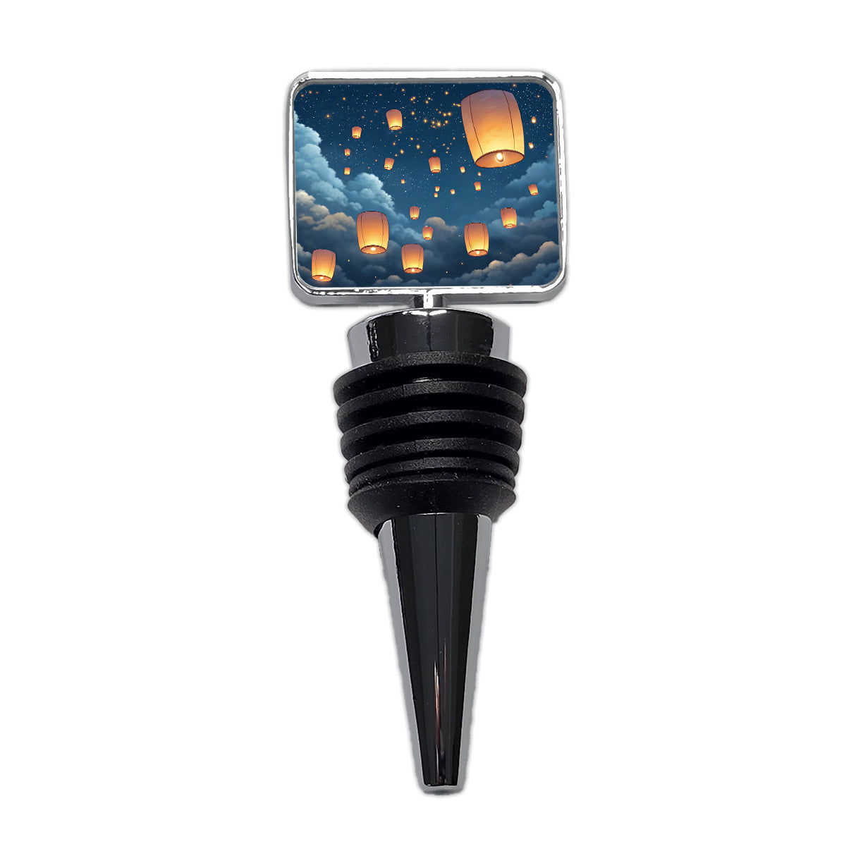 Floating Lanterns In Sky Wine Bottle Stopper