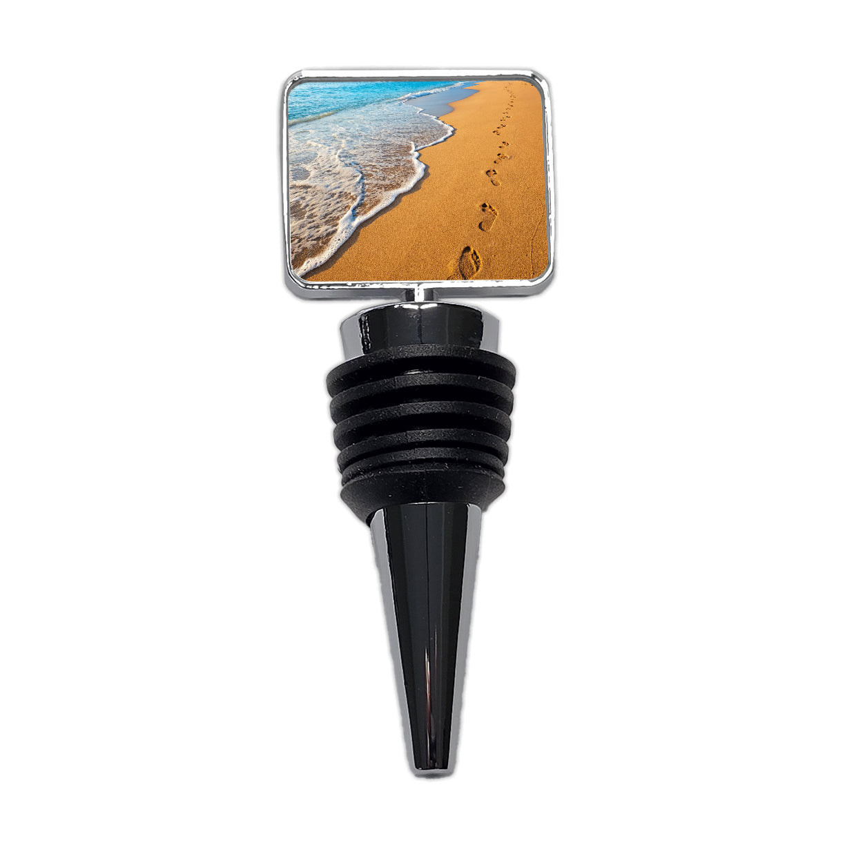 Footprints In The Sand Beach Shore Wine Bottle Stopper