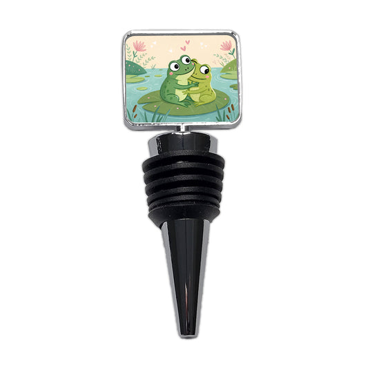 Frogs Hugging Love Wine Bottle Stopper