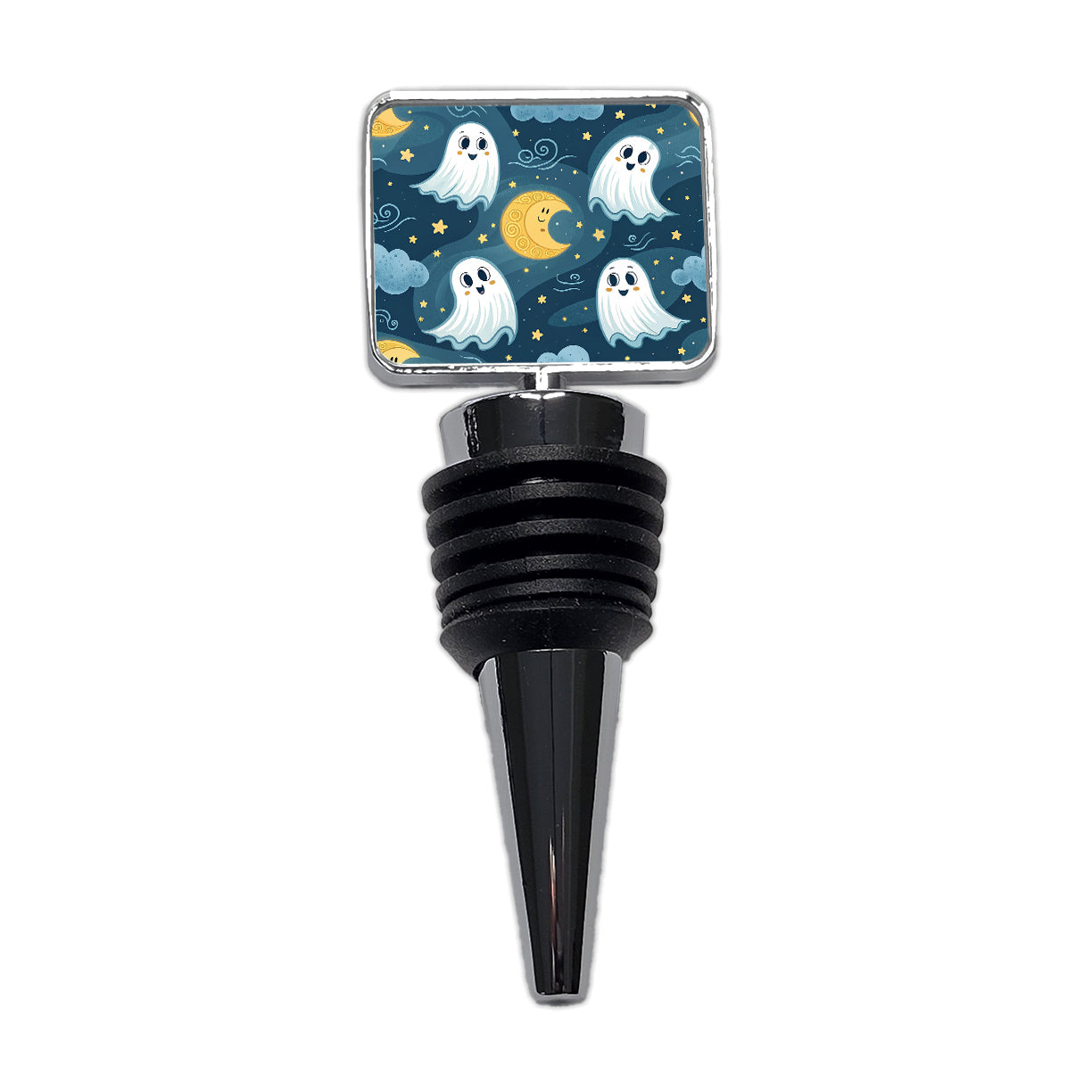 Ghosts Smiling Floating Night Sky Halloween Wine Bottle Stopper