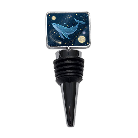 Giant Whale Floating In Space Stars Planets Wine Bottle Stopper