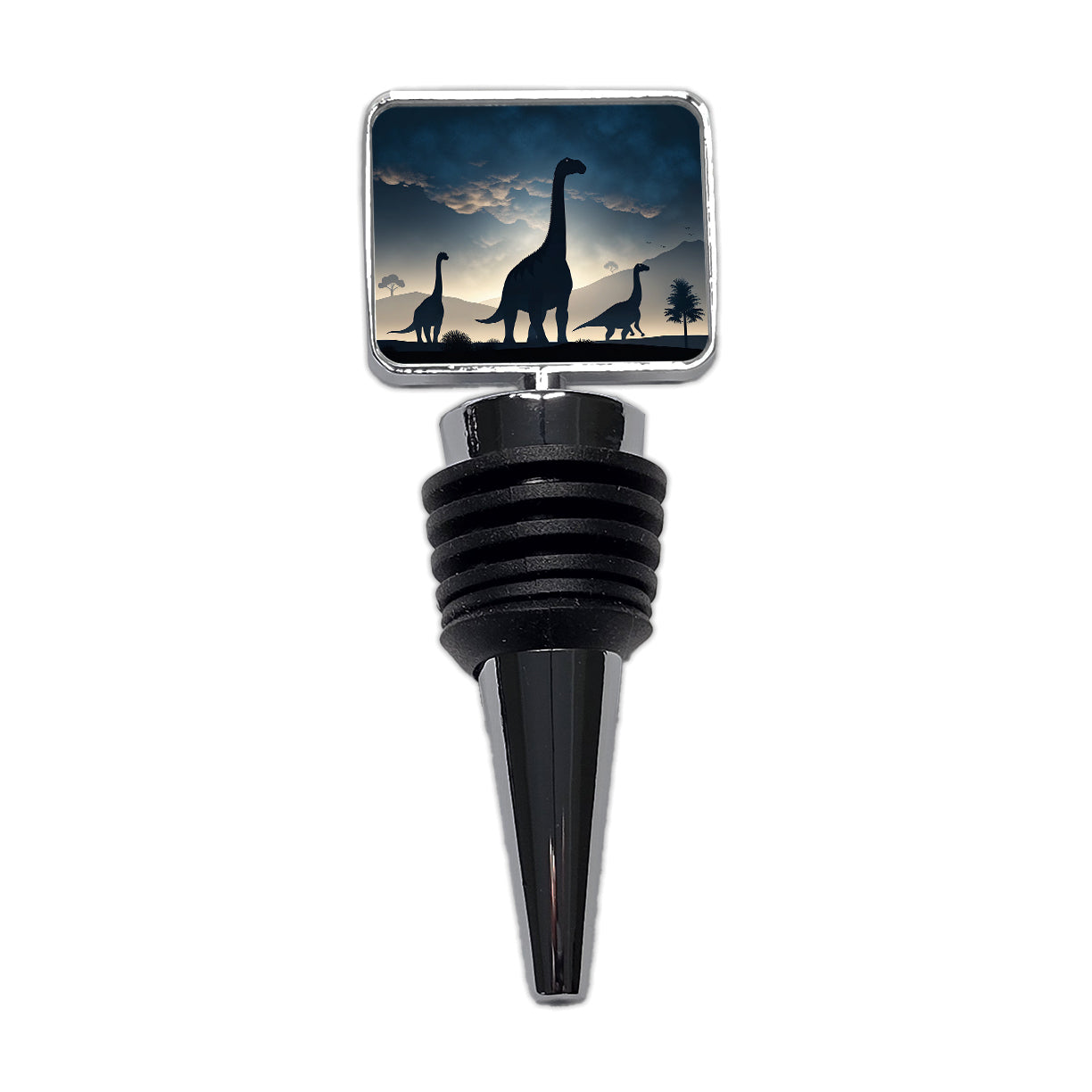 Gigantosaurus Sauropods Silhouettes Night Dinosaurs Wine Bottle Stopper