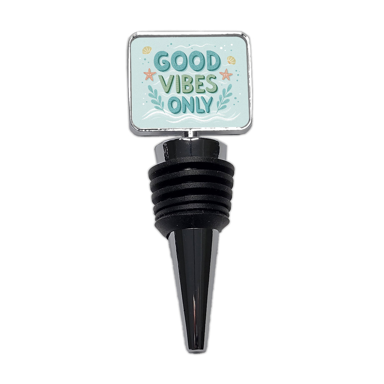 Good Vibes Only Sea Foam Ocean Beach Wine Bottle Stopper