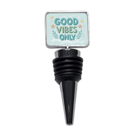 Good Vibes Only Sea Foam Ocean Beach Wine Bottle Stopper