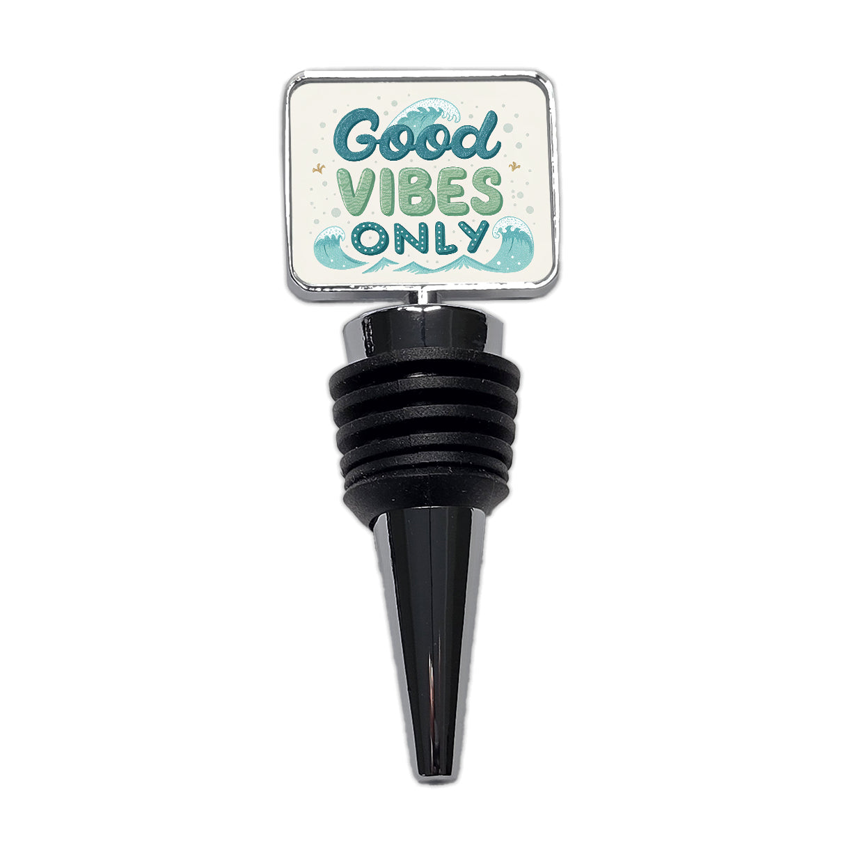 Good Vibes Only Sea Foam Ocean Waves Beach Wine Bottle Stopper