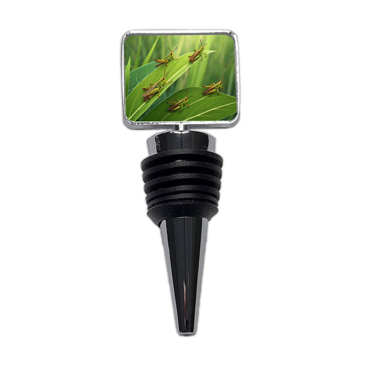 Grasshoppers On Leaves Wine Bottle Stopper