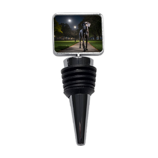 Great Dane In Park At Night Wine Bottle Stopper