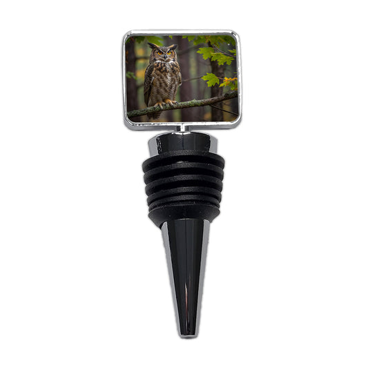 Great Horned Owl In Forest Wine Bottle Stopper