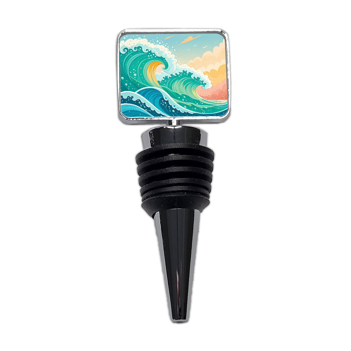 Groovy Ocean Waves Colorful Wine Bottle Stopper