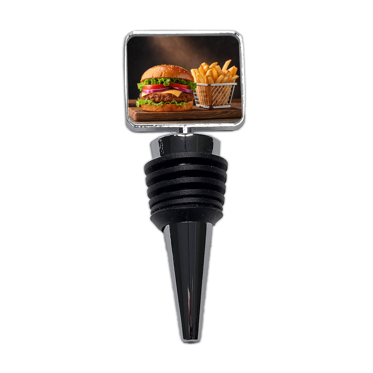 Hamburger And Fries Yummy Dinner Wine Bottle Stopper