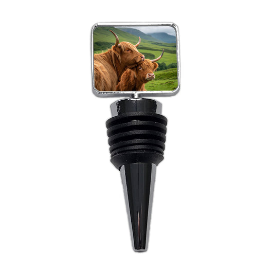 Highland Cows Hug Love Wine Bottle Stopper