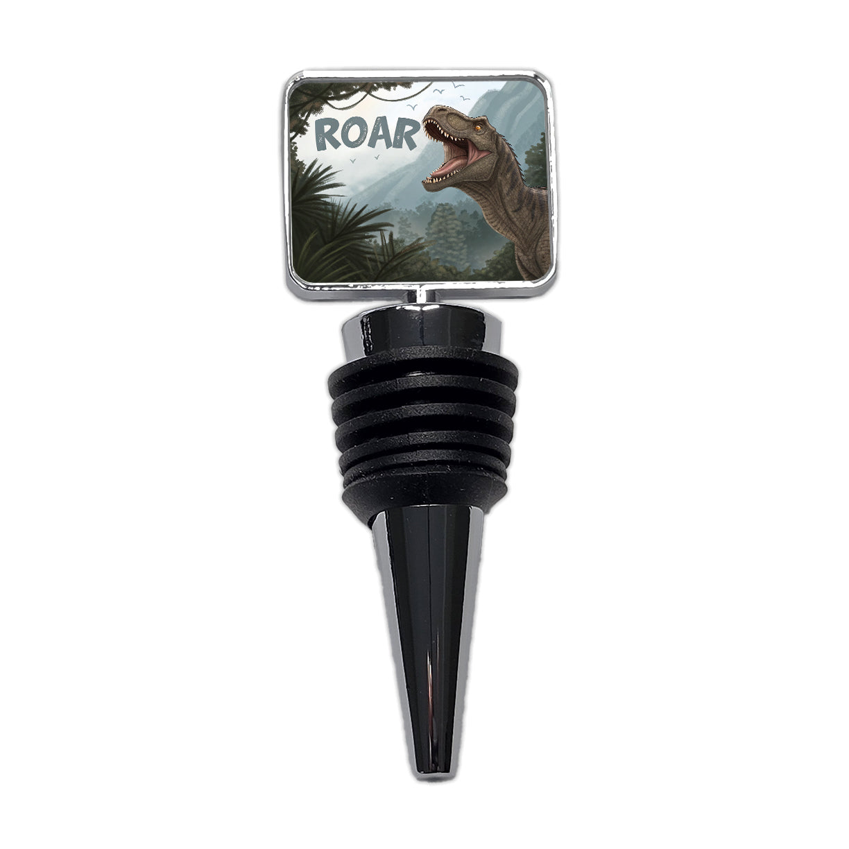 Iguanodon Roar Bold Text Dinosaur Wine Bottle Stopper