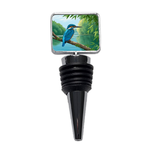 Kingfisher Bird On Branch Wine Bottle Stopper