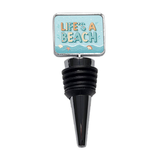 Life's A Beach Sea Foam Ocean Wine Bottle Stopper