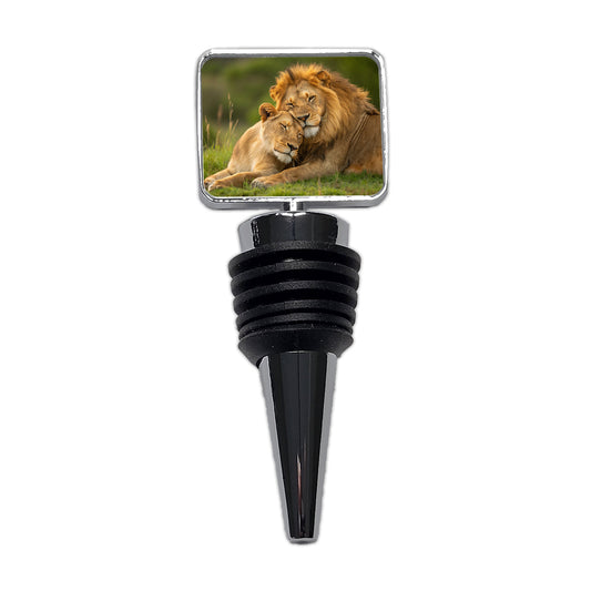 Lions Hugging Love Wine Bottle Stopper