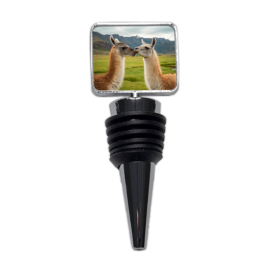 Llamas Kissing Love Wine Bottle Stopper