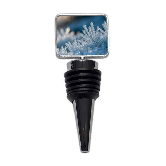 Macro View Icy Crystals Snow Flakes Wine Bottle Stopper