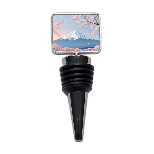 Mount Fuji Japan Cherry Blossom Trees Wine Bottle Stopper