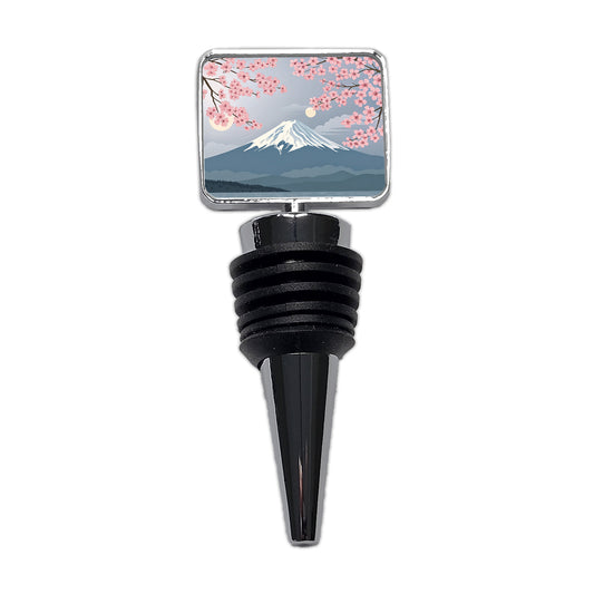 Mount Fuji Japan Drawing Cherry Blossoms Beautiful Wine Bottle Stopper