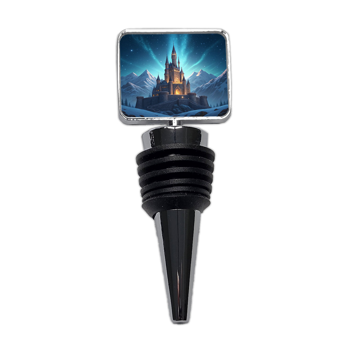 Mountaintop Castle Lights At Night Wine Bottle Stopper