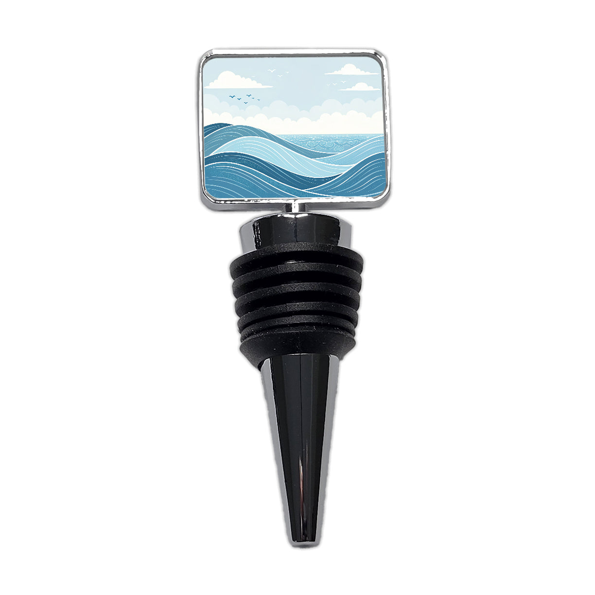 Ocean Waves Sketch Wine Bottle Stopper