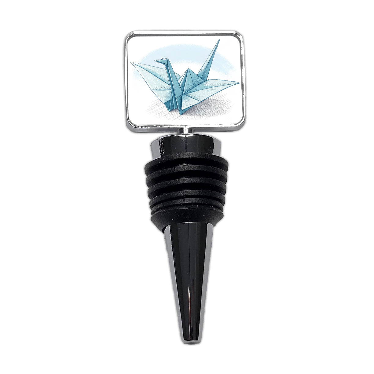 Origami Illustration Paper Crane Wine Bottle Stopper